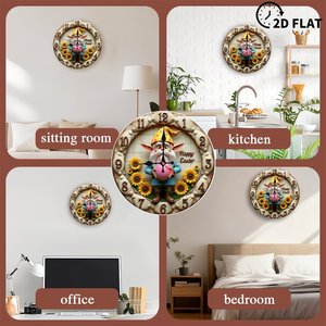 <b>Round</b> Wooden Wall Clock 25Cm Quiet Quartz Simple Design For Living Room Home Decor - Product Image 3