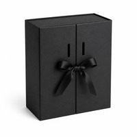 Boîte cadeau personnalisée noire mate texturée C5 à double porte avec ruban magnétique et couvercle à charnière, vente en gros, directement de l'usine pour la vente au détail