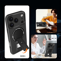 Nouvelle coque de téléphone en fibre de carbone pour iPhone 18 17 16 15 14 13 12 11 Pro Max, robuste, avec béquille intégrée et support annulaire, coque arrière