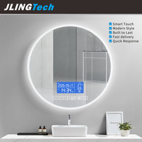Contrôleur de miroir de maquillage LED en verre avec 6 touches, variateur tactile, dégivreur et affichage de l'heure et de la température, DC12V 60W