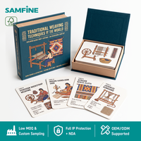 Cartes de technique de tissage traditionnel imprimées sur mesure en gros, kit éducatif de fabrication textile OEM mondial avec boîte de style livre