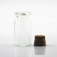 Bouteilles en verre transparent de 22 mm de diamètre, 4 ml, 5 ml, 7 ml, 8 ml, 10 ml, 12 ml, 15 ml, 20 ml, 30 ml, avec bouchon en liège, pour cadeaux ou comme petites bouteilles à vœux/flacons.