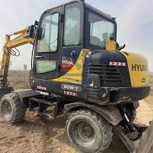 Mini excavadora de ruedas Hyundai 60w-7 original fabricada en Corea, excavadora hidráulica de ruedas usadas para construcción, marca de importación - Product Image 1