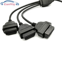 OBDII-Cable y Conector de diagnóstico para coche, OBD 2, 16 Pines, OBD2, 1 en 3, macho a tres hembra, para transferencia Elm327