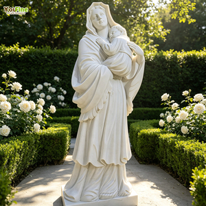 Statue de la Vierge <span class=keywords><strong>Marie</strong></span> avec l'Enfant <span class=keywords><strong>Jésus</strong></span> en marbre blanc grandeur nature YouFine, sculpture religieuse exquise sculptée pour jardin et église - Product Image 6