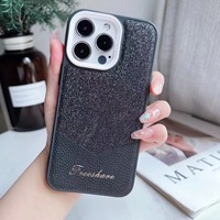 Étui de protection arrière pour téléphone portable en cuir pailleté de luxe, design personnalisé, pour iPhone 13/14/15/16/17/18 Pro Max et pour Samsung
