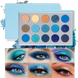 Manufacturer Custom Shape Eyeshadow Palette 15 Color Green <strong>Blue</strong> No Logo Eyeshadow Palette Luxury <strong>Eye</strong> <strong>Shadow</strong> - Product Image 3