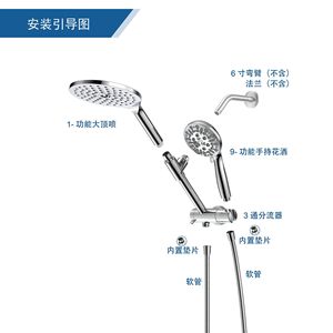 Ensemble de douche de style américain, pommeau de douche de 7,5 pouces avec pistolet de pulvérisation à main, facile à installer, pour salle de bain - Product Image 2