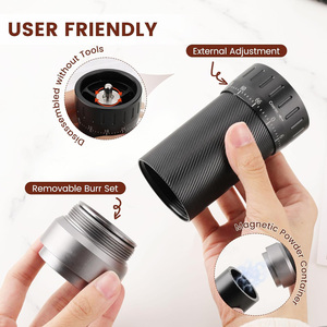 เครื่องบดกาแฟแบบกรวย 60 ระดับ ปรับได้ ถอดประกอบได้ ดีไซน์ใหม่ ตัวปรับด้านบนแบบถอดได้ ผลิตจากสแตนเลส CNC  ตัวเครื่องอะลูมิเนียม ใช้งานด้วยมือ เหมาะสำหรับรถยนต์และกิจกรรมกลางแจ้ง - Product Image 2
