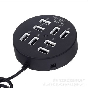 Hub USB 2.0 rond à 8 ports, adaptateur d'extension pour ordinateur avec corps en plastique, en stock, pas de prise requise - Product Image 3