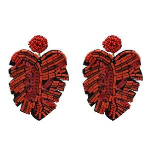 2019ขายร้อนสร้างสรรค์สีเขียวขนาดใหญ่เลื่อมพืชใบปาล์มต่างหู<span class=keywords><strong>เมล็ด</strong></span>ลูกปัด <span class=keywords><strong>Monstera</strong></span> ต่างหู - Product Image 5