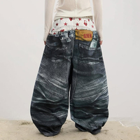 DiZNEW Jeans baggy en denim personnalisés à double taille pantalons en jean à la mode pour hommes