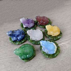 Venta al por mayor de estatuas de rana de cristal [boho], piedra decorativa de cristal para atracción de riqueza, tallado en piedra, fragmentos de piedra en bruto, colección de minerales - Product Image 6