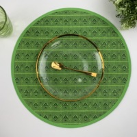 Napperons ronds tissés vert vif à motif flèche géométrique, résistants à la chaleur, lavables, pour la cuisine, vente en gros