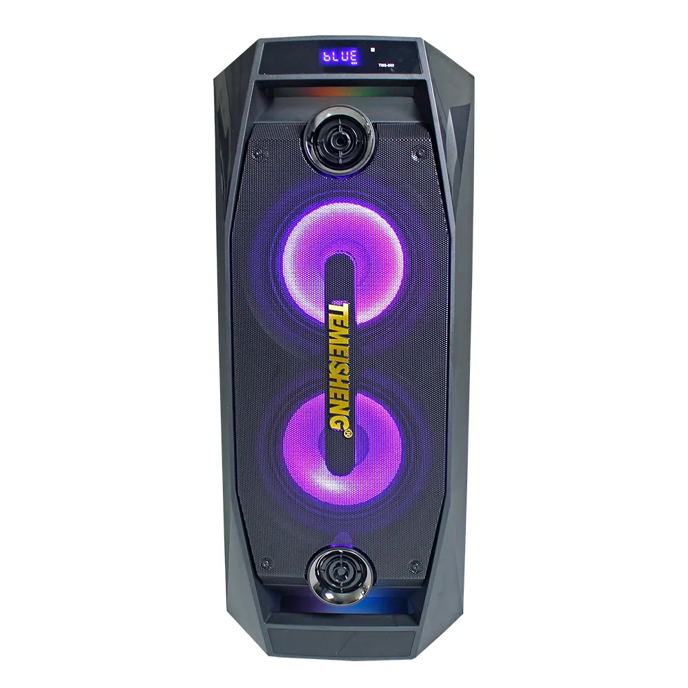 Altoparlante per basso colorato LED di fascia alta DJ sistema PA attivo doppio 8 pollici torre BT amplificatore USB wireless altoparlante audio acustico