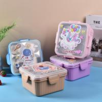 Boîte à lunch pour enfants, ensemble pour l'école, boîte à lunch bento avec compartiments, motif dessin animé