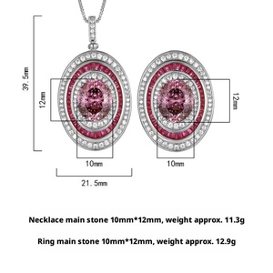 Bulk Fashion Eco-friendly Copper Gold Plated 10-12MM Cubic Zirconia Pendant Rings Jewelry <b>Set</b> for Women Party Engagement - Product Image 2