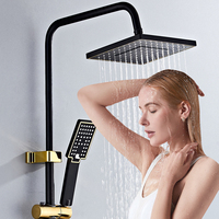 Nuevo Diseño de Sistema de Ducha Multifuncional Termostático de Pared con Chorro de Lluvia, Cerámica para Uso en Hoteles, Ducha de Aluminio con Doble Manija