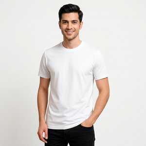 เสื้อยืดผู้ชายผ้าฝ้าย 100% ทรงหลวม สกรีนโลโก้ได้ คอกลม พิมพ์ลายตัวอักษร สไตล์ทางการและลำลอง เนื้อผ้านุ่ม ขายส่งจากโรงงาน - Product Image 1