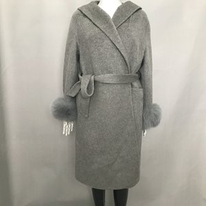 Phụ Nữ Củ<span class=keywords><strong>a</strong></span> Mù<span class=keywords><strong>a</strong></span> Đông Mui Xe Đôi Mặt Cashmere/Len Pha Trộn Fox Fur Còng Belted Tùy Chỉnh Thanh Lịch Retro/Hàn Quốc Phong Cách Áo Len - Product Image 2