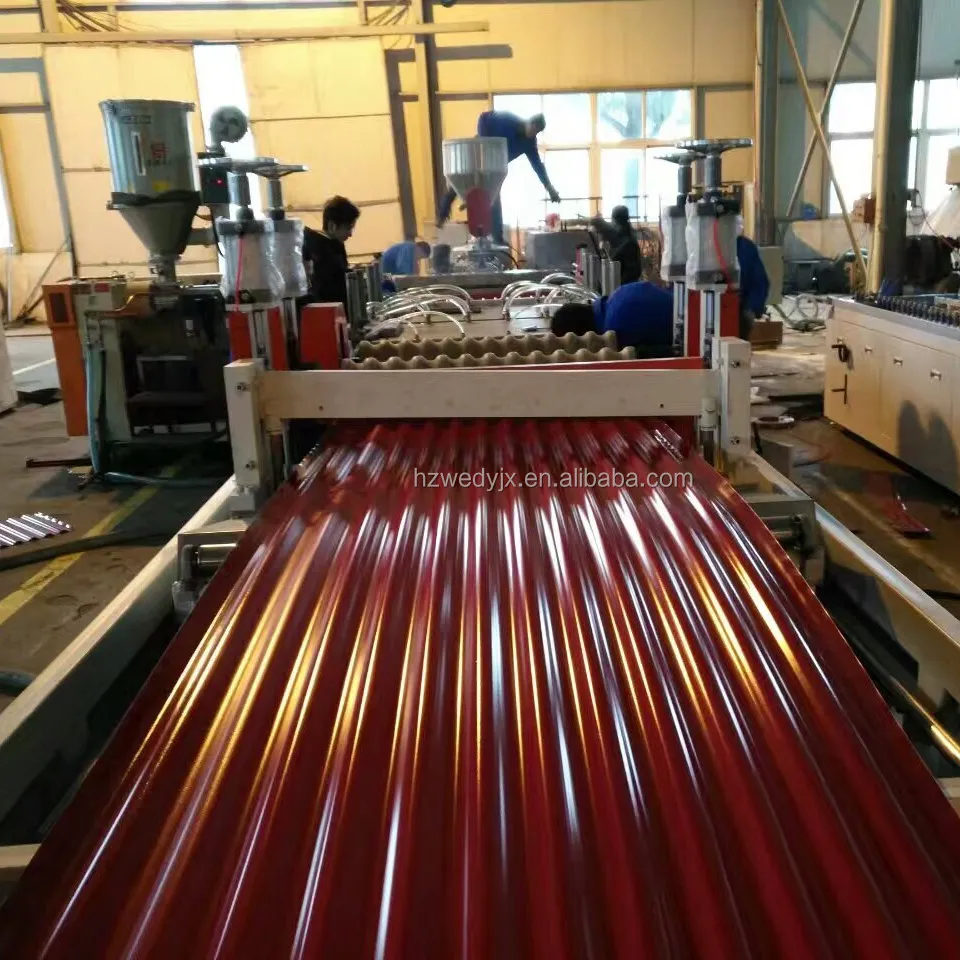 Plastik çatı kiremiti etkisi PVC çatı levhası üretim hattı yapma makinesi