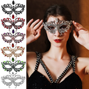 Maschera a Farfalla per Mascherata con Strass, Maschera in Metallo con Cristalli, Maschera Veneziana per Feste e Balli in Maschera, Corona per Costumi Femminili - Product Image 2