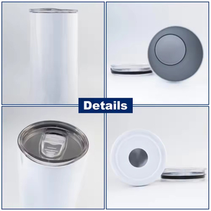 Vaso <span class=keywords><strong>de</strong></span> acero inoxidable KOCDAM USA <span class=keywords><strong>de</strong></span> 20 oz con pajitas rectas para sublimación, en blanco, para vasos delgados, desde almacén - Product Image 5