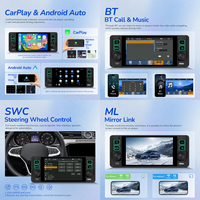 Autoradio Podofo 5,1 pouces avec écran Incell, autoradio simple DIN, CarPlay sans fil, Android Auto, lecteur MP5 de voiture 1 DIN, type C USB, OEM d'usine