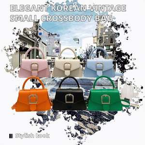 Sac bandoulière tendance rétro pour femme Petit sac carré en PU avec fermeture éclair Design multifonctionnel700 - Product Image 2