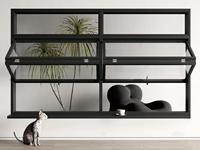 Ventana Plegable Vertical de Aluminio con Rotura de Puente Térmico, Ventana Plegable de Doble Acristalamiento para Mostrador Comercial