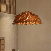 Lustre moderne en rotin tressé, grande lampe vintage d'inspiration japonaise pour la maison, l'hôtel, le restaurant ou la salle de thé