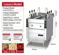 Cuiseur à nouilles électrique vertical Ruihong en acier inoxydable à 6 trous, panier de 16 cm, 18 kW, pour équipement de restaurant de nouilles - Vente chaude