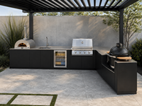 Cuisine barbecue extérieure  et station de grill pour villas Four électrique encastré sur mesure et gril en acier inoxydable