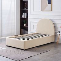 Tête de lit en forme d'arc semi-circulaire douce et élégante pour enfants plate-forme de lit simple boucle crème rembourrage lit de rangement queen king size