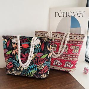 批发波西米亚大容量帆布手提包便携女包夏季沙滩旅行购物袋 - Product Image 3