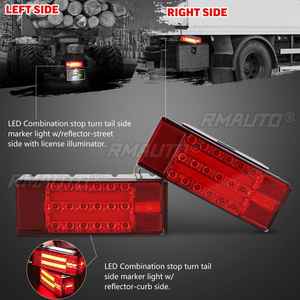 2 pièces Feux arrière LED rectangulaires pour camion, feux stop, clignotants, indicateurs pour remorque, bateau, camping-car, tracteur, poids lourd - Product Image 1