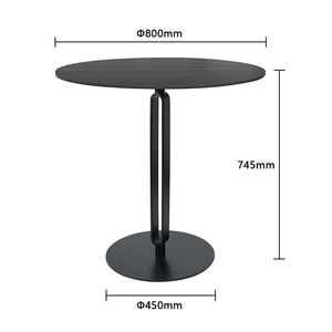مخصص فندق جولة طاولة القهوة متكلس حجر أعلى الإطار المعدني منضدة طعام حديثة الأسود - Product Image 1