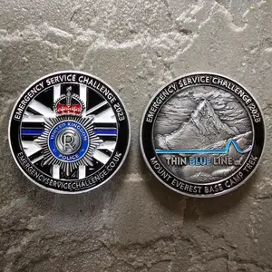2023 Emergency service challenge coins for United Kingdom enamel royal crown cop 3d souvenir coin blue line commemorative coins