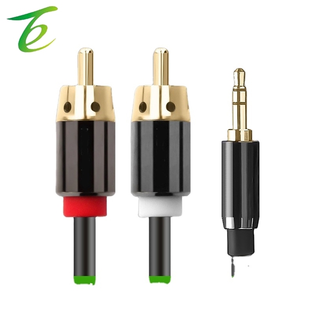 Gold-plated high-quality 3.5-rpm dual Lotus audio cable, 3.5mm 1-inch 2-inch audio cable, 3.5-2RCA audio cable