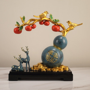 Adorno de Calabaza de Caqui de Resina, Decoración Feng Shui para Sala de Estar, Regalo de Año Nuevo Chino, Pieza Individual - Product Image 4