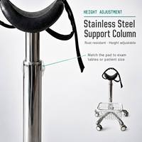 Tabouret médical réglable en acier inoxydable avec support de jambe en U sur roulettes pour clinique orthopédique et soins des plaies