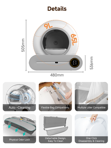 Caja de arena inteligente para gatos, redonda, de plástico, 100L, con monitorización inteligente para gatos - Product Image 5