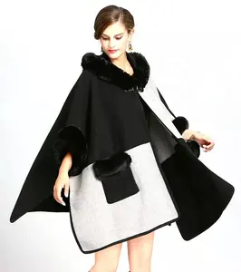 Новый модный стильный черный кашемировый свитер, женский свитер-накидка среднего возраста с пуговицами