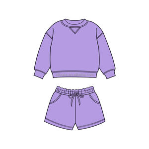 Nouveautés Boutique : Ensemble Sweat-shirt et Short Couleur Unie, Manches Longues Personnalisées en Coton French Terry pour Garçons – Tenues d'Automne - Product Image 3