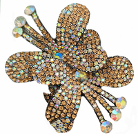 Lcuky vrac strass papillon Patch cristal broche diamant fleur Badge perlé Applique 10cm pour la décoration de vêtements