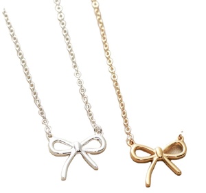 Dainty Ribbon Trendy Gold Bow Necklace chic Silver Bow Necklace Best Friend Gift Bridesmaid Gift simple pretty - Product Image 1