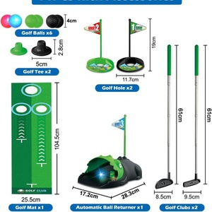 Ensemble de clubs de golf avec retour automatique de balles, éclairage LED, pour jeux de mini-golf intérieur/extérieur, adapté aux tout-petits, balles de golf de nuit en plastique pour putting - Product Image 3