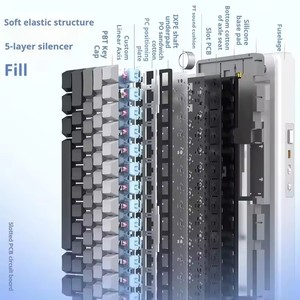 YINDIAO 65S cinco lados Tema de sublimación caliente inalámbrico BT tres modos Teclado mecánico RGB juego ordenador teclado con cable - Product Image 5
