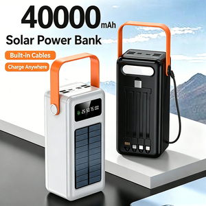 แบตสำรองพลังงานแสงอาทิตย์ 40000mAh สายเคเบิลในตัว USB Type-C ไฟ LED ชาร์จเร็วหลายพอร์ต รองรับการชาร์จฉุกเฉินกลางแจ้ง - Product Image 2