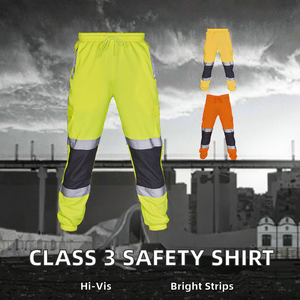 Chemise de travail fluorescente à manches longues et réfléchissant en polyester avec capuche classe 3 avec logo personnalisé - Product Image 2